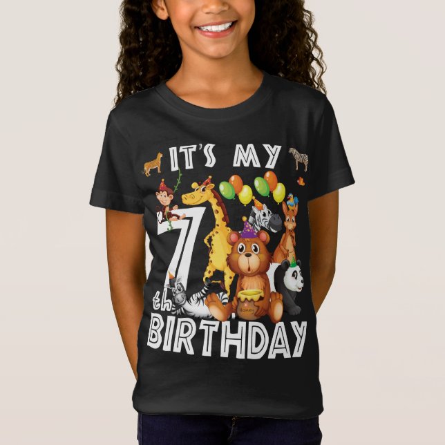 T-Shirt C'est mon 7ème anniversaire Safari Jungle Animaux  (Devant)