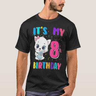 T-shirt C'est mon 8ème anniversaire fille Chat Anniversair