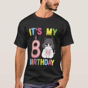 T-shirt C'est mon 8ème anniversaire Fille Chat Ragdoll âgé