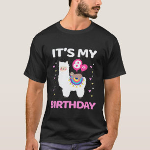 T-shirt C'est mon 8ème anniversaire Lama et ballon de pare