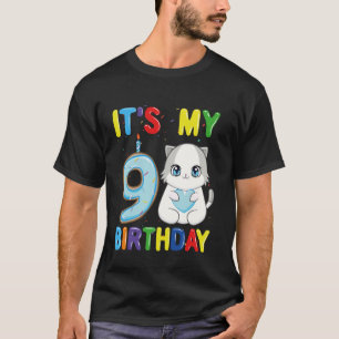T-shirt C'est mon 9ème anniversaire garçon chat Ragdoll de