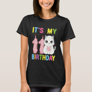 T-shirt C'est mon anniversaire 11 ans fille 11 ans chat Ra