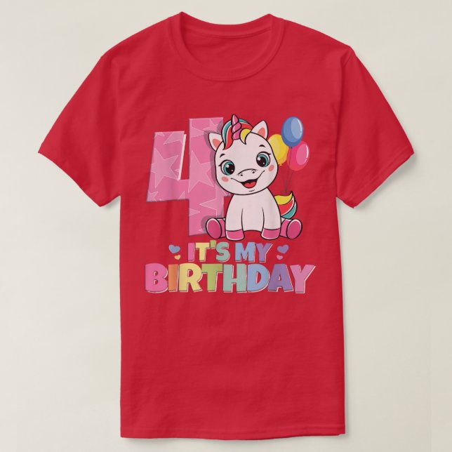 T-shirt C'est mon anniversaire 4e anniversaire fille 4 ans (Design devant)
