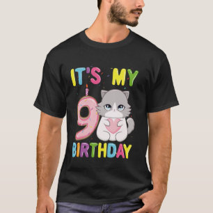 T-shirt C'est mon anniversaire 9 ans fille chat ragdoll 9