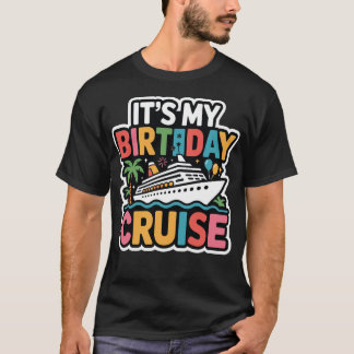 T-shirt C'est mon anniversaire Croisière Retro Sunset