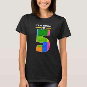 T-shirt C'est mon anniversaire J'ai 5 ans 5e année en briq