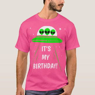 T-shirt C'Est Mon Anniversaire Mignonne Alien Ufo Ship In