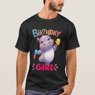 T-shirt C'est mon anniversaire pour les filles hippopotame