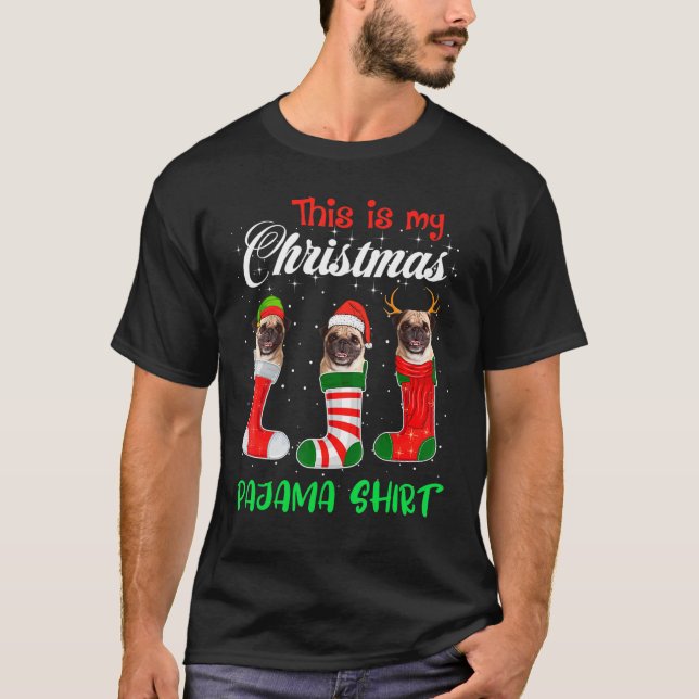 T-shirt C'Est Mon Carlin De Pyjama De Noël Chien Chien Chi (Devant)