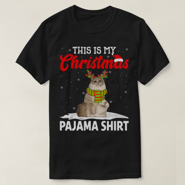 T-shirt C'Est Mon Chat De Pajama Ragdoll De Noël (Design devant)