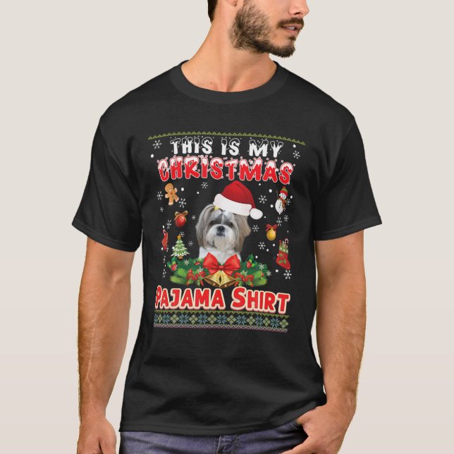 T-shirt C'Est Mon Chemise De Noël Shih Tzu Chien Ugl (Devant)