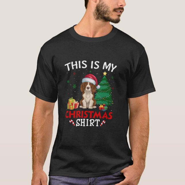 T-shirt C'est mon chien espagnol breton Noël Noël (Devant)