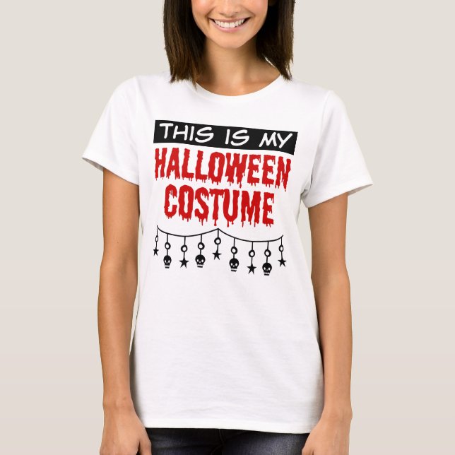T-shirt C'est mon costume d'Halloween crânes étoiles (Devant)