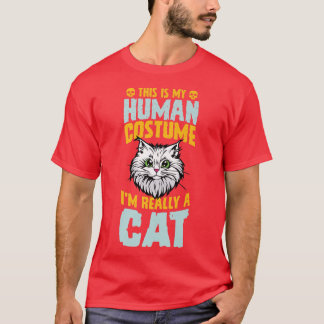 T-shirt C'est mon costume humain Je suis vraiment un chat 
