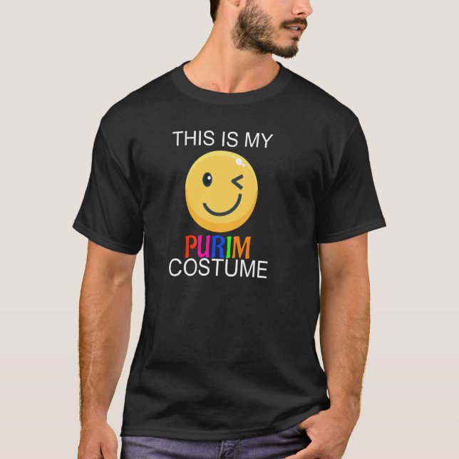 T-shirt C'Est Mon Costume Purim Drôle Masque Visage Juif D (Devant)