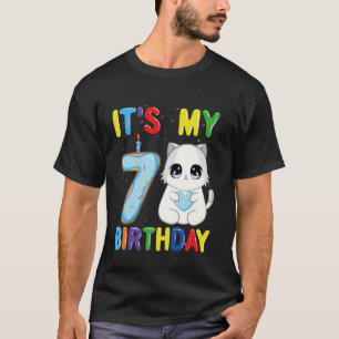 T-shirt C'est mon garçon d'anniversaire de 7 ans, chat Rag