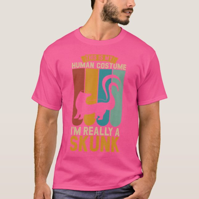 T-shirt C'Est Mon Humain, Je Suis Vraiment Un Skunk (Devant)