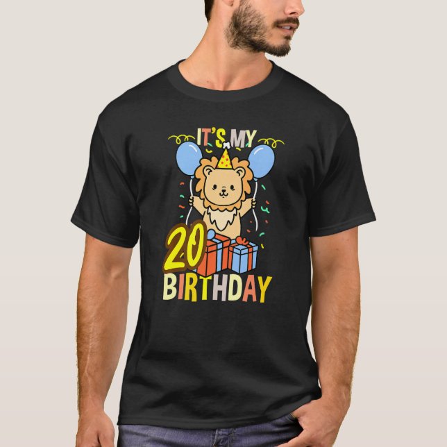 T-shirt C'est mon lion d'anniversaire de 20 ans (Devant)