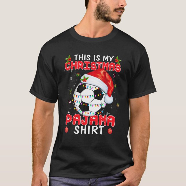 T-shirt C'Est Mon Pajama De Football De Noël Pour Garçons  (Devant)