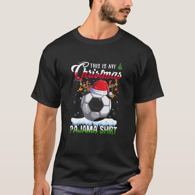 T-shirt C'Est Mon Pajama De Noël Football Lumière De Noël (Devant)