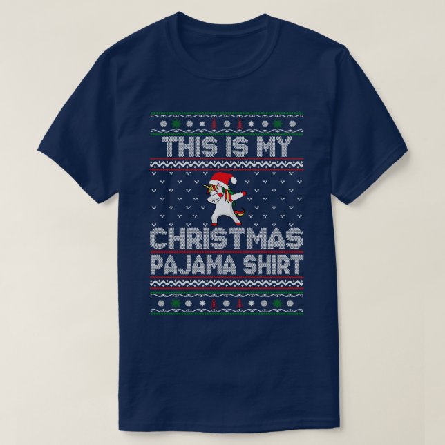 T-shirt C'Est Mon Pajama De Noël Unicorn (Design devant)