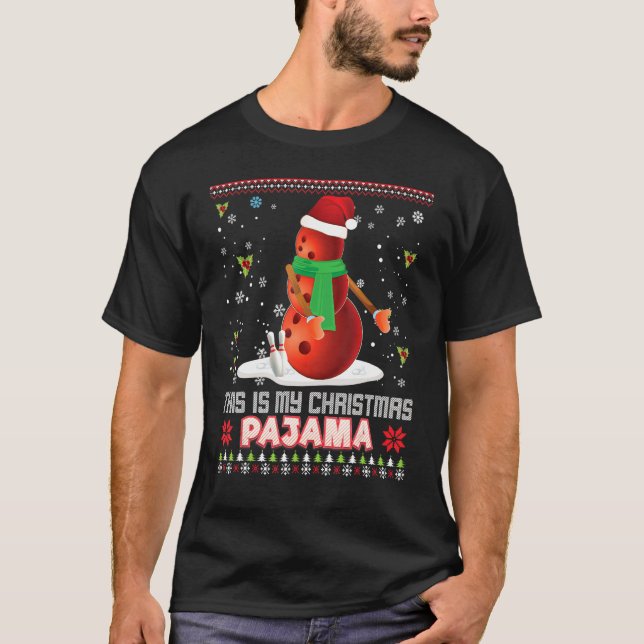 T-shirt C'Est Mon Pajambon Bowling Père Noël Elf Swe (Devant)