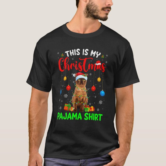 T-shirt C'Est Mon Pyjama De Noël Chat Birman Arbre De Noël (Devant)