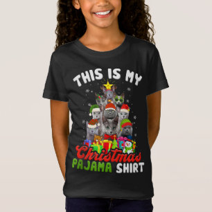 T-Shirt C'Est Mon Pyjama De Noël Drôle Chat Bleu Russe