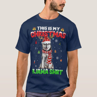 T-shirt C'Est Mon Pyjama De Noël Éclaira Sibérien Husky