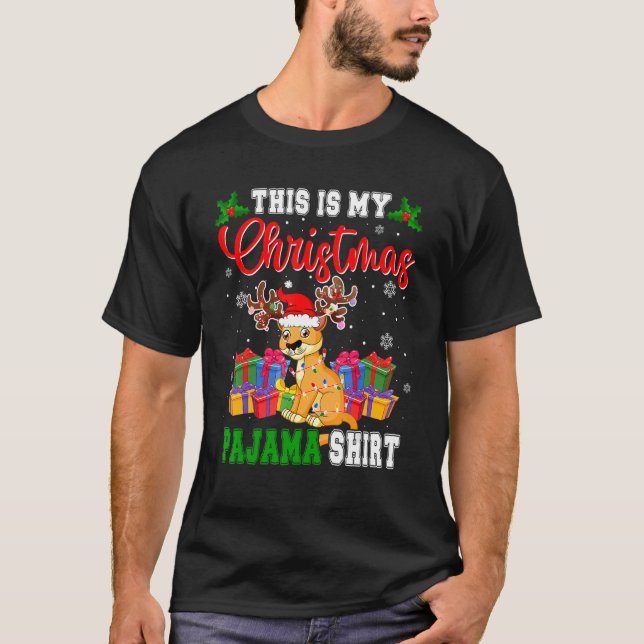 T-shirt C'Est Mon Pyjama De Noël Père Noël Reindeer Cougar (Devant)