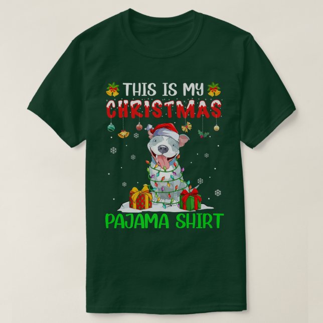 T-shirt C'Est Mon Pyjama Pitbull Xmas Tree Lig (Design devant)
