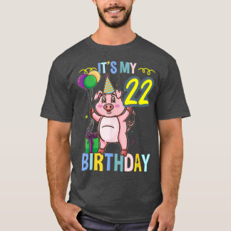 T-shirt C'est My 22nd Birthday Cute Pig 3310