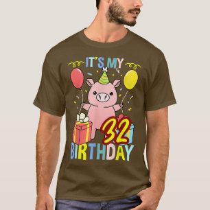 T-shirt C'est My 32nd Birthday Pig for Pig Lover