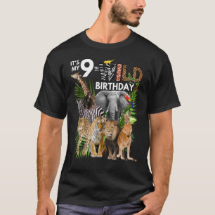T-shirt C'est My 9th Wild Birthday Safari Animaux Zoo Nais