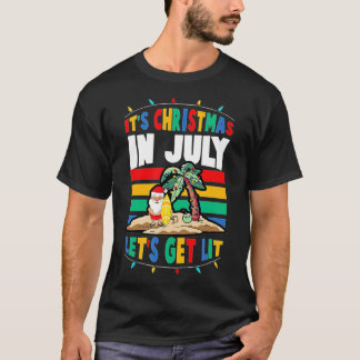 T-shirt C'est Noël En Juillet Faisons Lit Père Noël Soit