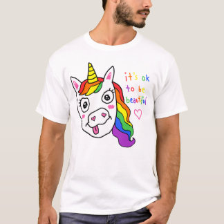 T-shirt C'est Ok D'être Un Licorne Arc-En-Ciel Mignon Et D