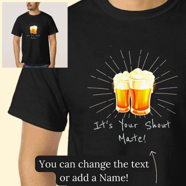 T-shirt C'est tes lunettes de bière Shout Mate sur le noir (Créateur téléchargé)