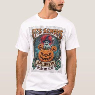 T-shirt Cest Toujours Halloween Dans La Tête Citrouille Fa
