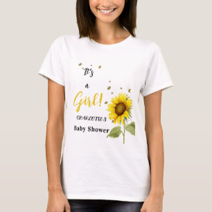 T-shirt C'est une fille ! Tournesol avec famille de papill
