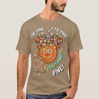 T-shirt C'estFineChristmas Lumières Reindeer Gingerpain Cu