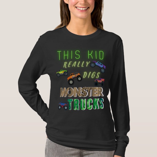 T-shirt Cet Enfant A Vraiment Digéré Des Camions Monster (Devant)