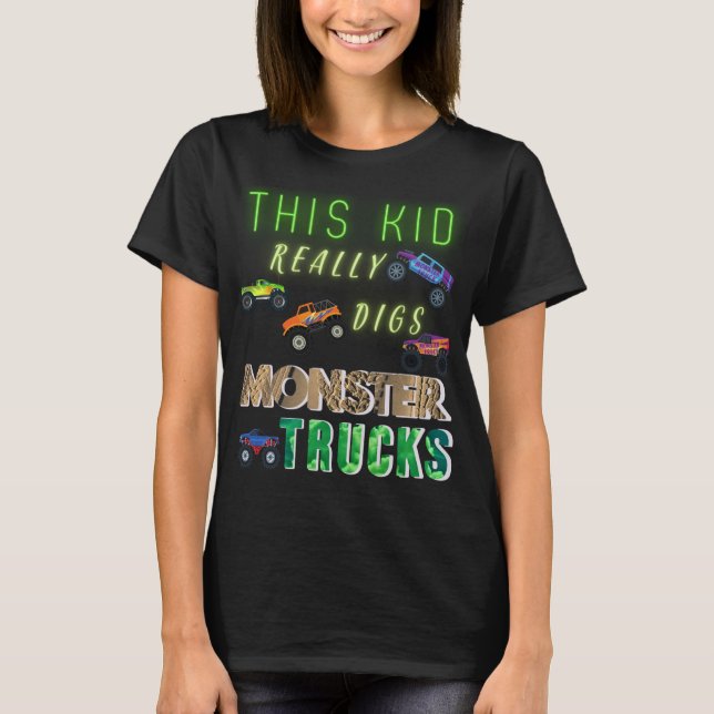T-shirt Cet Enfant A Vraiment Digéré Des Camions Monster (Devant)