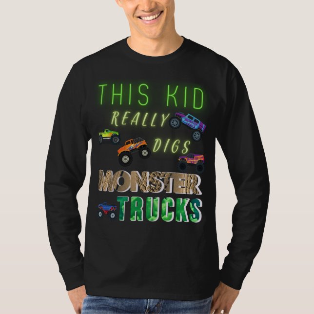 T-shirt Cet Enfant A Vraiment Digéré Des Camions Monster (Devant)