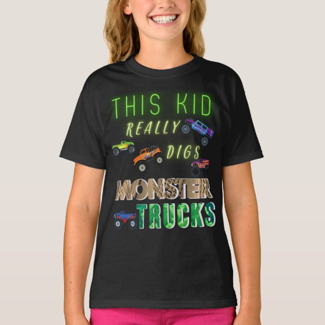 T-shirt Cet Enfant A Vraiment Digéré Des Camions Monster (Devant)