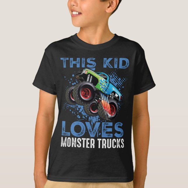 T-shirt Cet Enfant Aime Les Camions Monster (Devant)