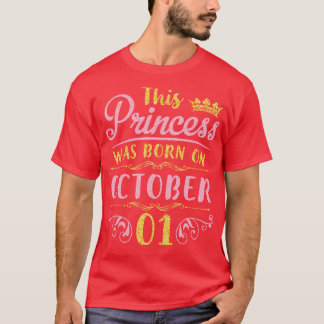 T-shirt C'Était Né Le 01 Octobre Joyeux Anniversaire Pour