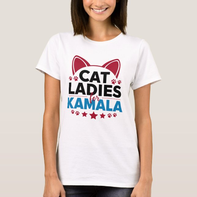 T-shirt Cette chatte sans enfants pour Kamala (Devant)