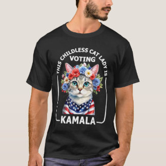 T-shirt Cette dame aux chats sans enfants, les dames voten