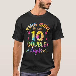 T-shirt Cette Fille 10E Anniversaire Teinture Double Chiff