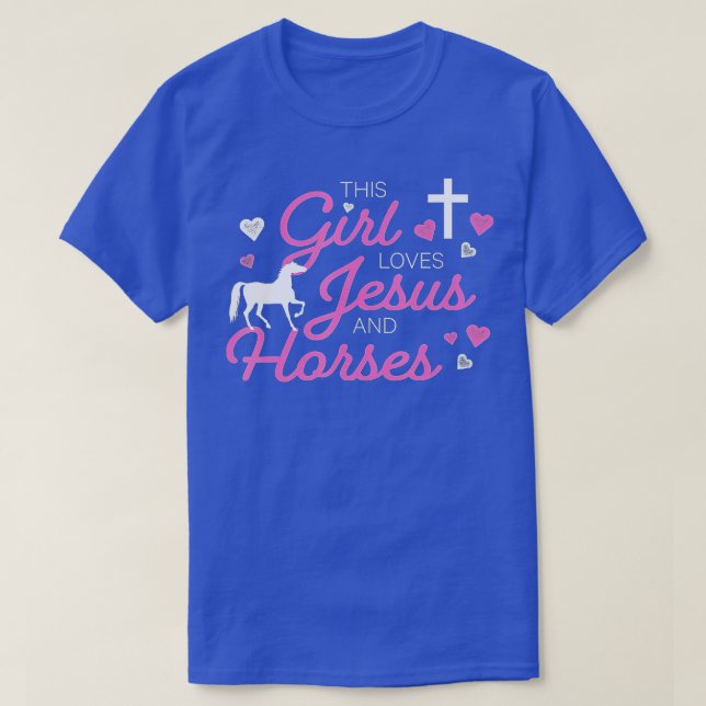 T-shirt Cette Fille Aime Jésus Et Les Chevaux (Design devant)